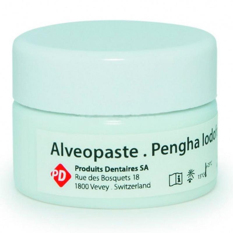 Alveopaste Pengha Iodoform Paste – йодоформная паста для антисептической обработки, обезболивания и гемостаза лунок удаленных зубов.
