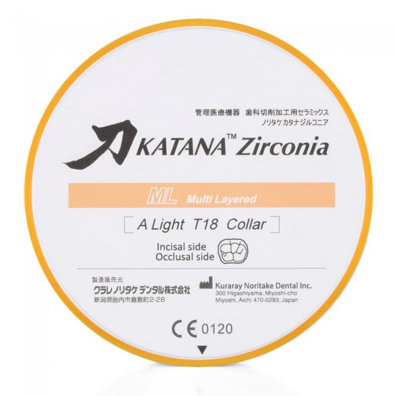 Katana ZR ML - заготовка из диоксида циркония, многослойные, предварительно окрашенные (высокой прозрачности) 