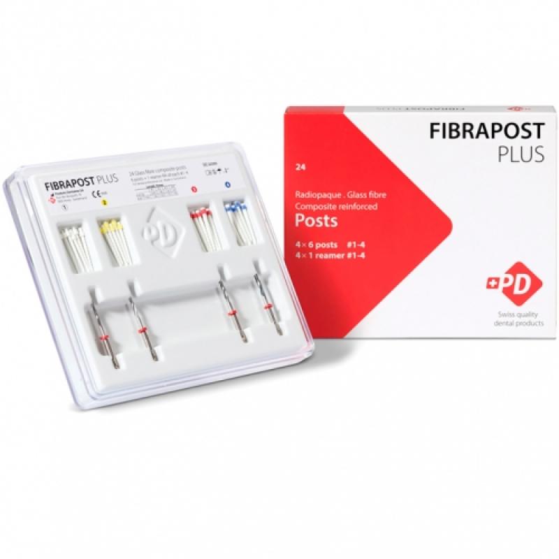 Fibrapost Plus - штифты стекловолоконные, светопроводящие, рентгеноконтрастные,   24шт. + 4 раймерса (Фибрапост плюс)